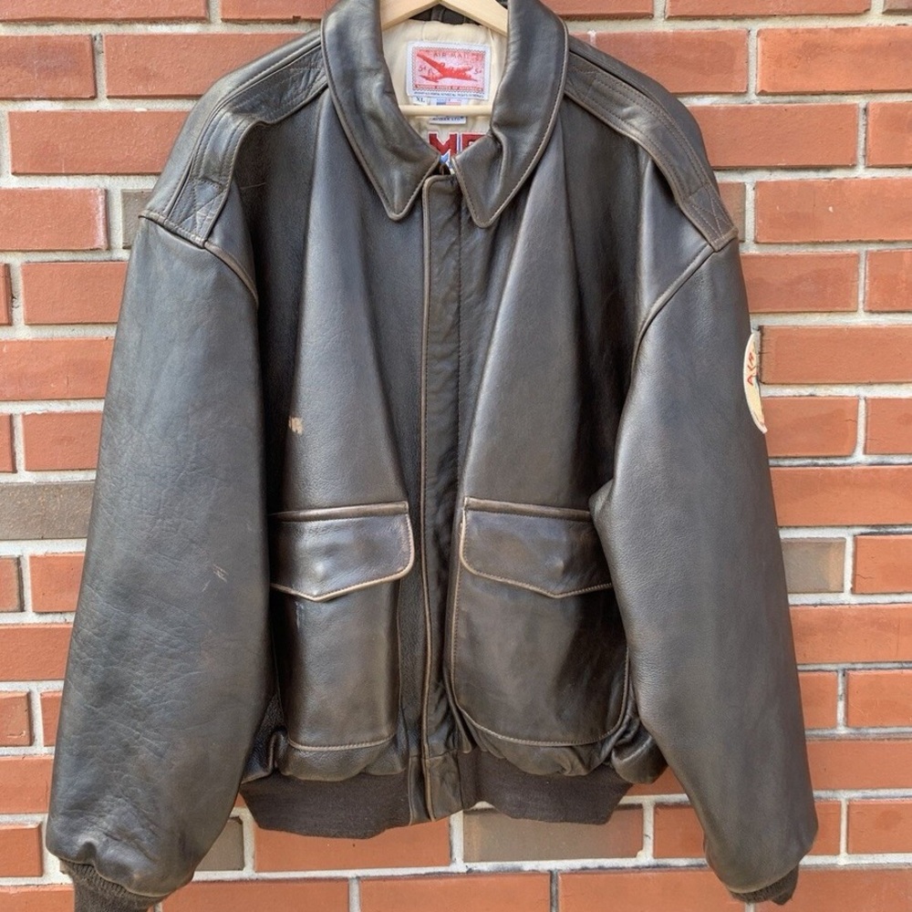 Men's Black Leather Jacket / AIR MAIL LEATHER JACKET
